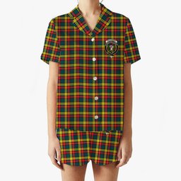 ScotsTee Shop Scottish Buchanan Modern Clan Crest Women's Short Sleeve Short Set Tartan Pyjama Set