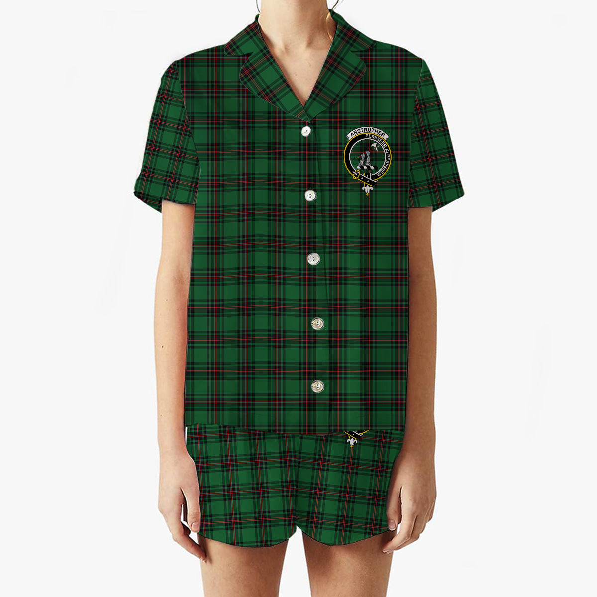 ScotsTee Shop Scottish Anstruther Crest Women's Short Sleeve Short Set Tartan Pyjama Set