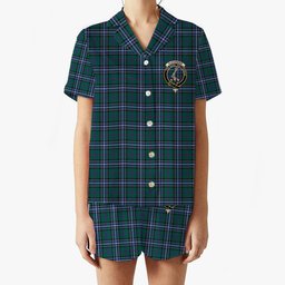 ScotsTee Shop Scottish Alexander of Menstry Hunting Modern Crest Women's Short Sleeve Short Set Tartan Pyjama Set