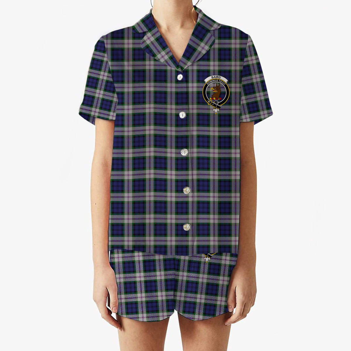 ScotsTee Shop Scottish Baird Dress Crest Women's Short Sleeve Short Set Tartan Pyjama Set