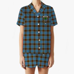 ScotsTee Shop Scottish Anderson SC Crest Women's Short Sleeve Short Set Tartan Pyjama Set