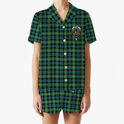 ScotsTee Shop Scottish Baillie of Polkemmet Ancient Crest Women's Short Sleeve Short Set Tartan Pyjama Set