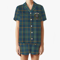 ScotsTee Shop Scottish Balfour Blue Ancient Crest Women's Short Sleeve Short Set Tartan Pyjama Set
