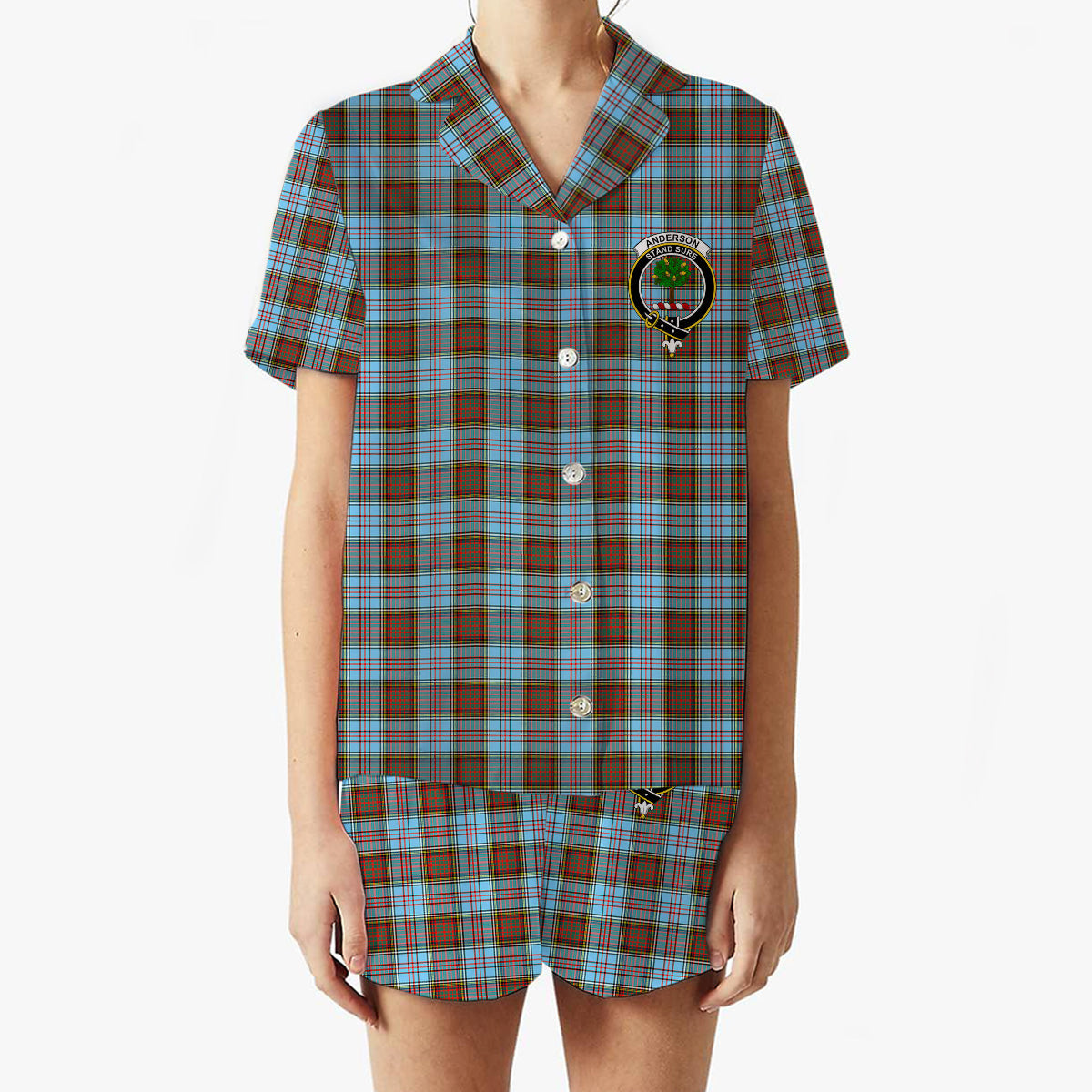 ScotsTee Shop Scottish Anderson Ancient Crest Women's Short Sleeve Short Set Tartan Pyjama Set