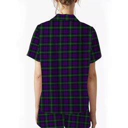 ScotsTee Shop Scottish Baillie Highland Society Crest Women's Short Sleeve Short Set Tartan Pyjama Set