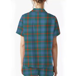 ScotsTee Shop Scottish Agnew Ancient Crest Women's Short Sleeve Short Set Tartan Pyjama Set