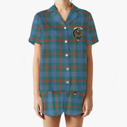 ScotsTee Shop Scottish Agnew Ancient Crest Women's Short Sleeve Short Set Tartan Pyjama Set