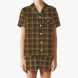 ScotsTee Shop Scottish Buchanan 1850 Crest Women's Short Sleeve Short Set Tartan Pyjama Set
