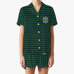 ScotsTee Shop Scottish Black Watch Ancient Clan Crest Women's Short Sleeve Short Set Tartan Pyjama Set