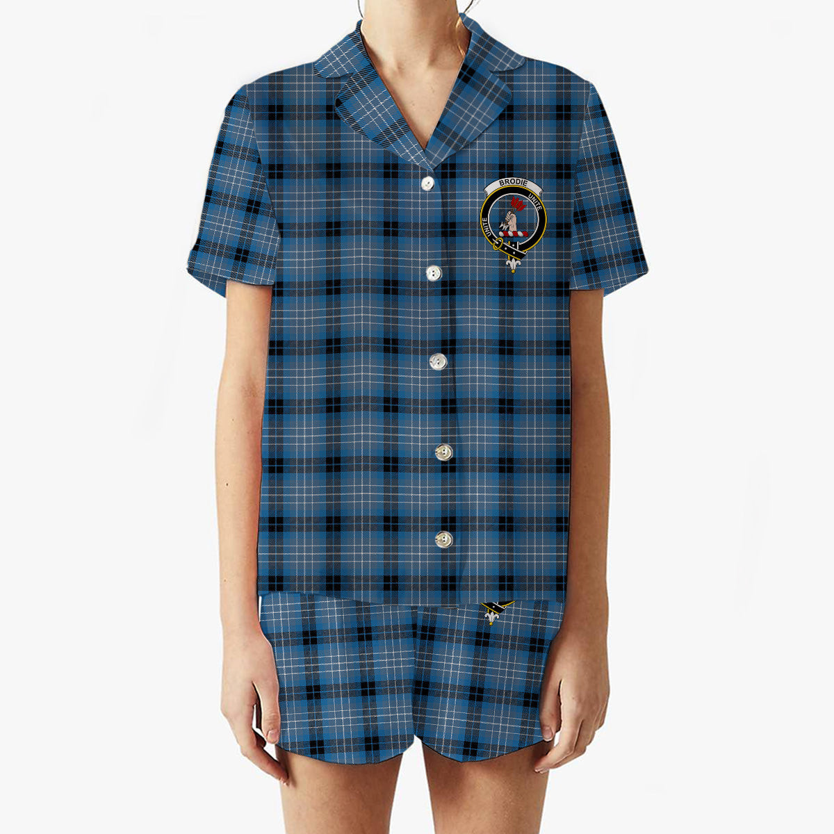 ScotsTee Shop Scottish Brodie Countryfare Ancient Crest Women's Short Sleeve Short Set Tartan Pyjama Set