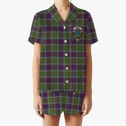 ScotsTee Shop Scottish Bowie Modern Crest Women's Short Sleeve Short Set Tartan Pyjama Set