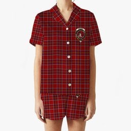 ScotsTee Shop Scottish Brodie W & A Smith Crest Women's Short Sleeve Short Set Tartan Pyjama Set