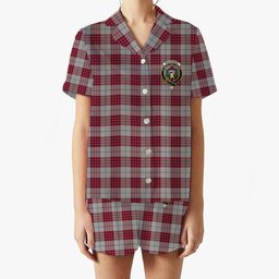 ScotsTee Shop Scottish Buchanan 1842 Crest Women's Short Sleeve Short Set Tartan Pyjama Set