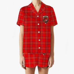 ScotsTee Shop Scottish Burnett Modern Crest Women's Short Sleeve Short Set Tartan Pyjama Set