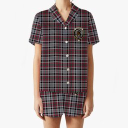 ScotsTee Shop Scottish Borthwick Dress Modern Crest Women's Short Sleeve Short Set Tartan Pyjama Set