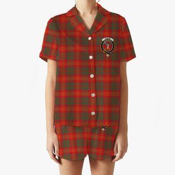 ScotsTee Shop Scottish Burns (Burns 1930) Modern Crest Women's Short Sleeve Short Set Tartan Pyjama Set