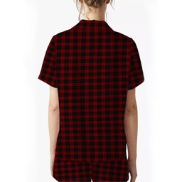 ScotsTee Shop Scottish Cameron Black and Red Crest Women's Short Sleeve Short Set Tartan Pyjama Set