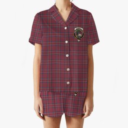 ScotsTee Shop Scottish Burnett Hunting Modern Crest Women's Short Sleeve Short Set Tartan Pyjama Set