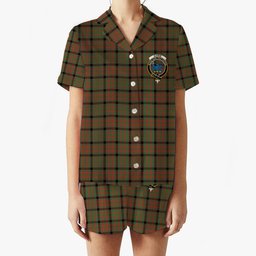 ScotsTee Shop Scottish Bowie Black Ancient Crest Women's Short Sleeve Short Set Tartan Pyjama Set