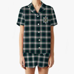 ScotsTee Shop Scottish Black Watch Dress Modern Crest Women's Short Sleeve Short Set Tartan Pyjama Set
