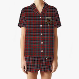 ScotsTee Shop Scottish Borthwick Modern Crest Women's Short Sleeve Short Set Tartan Pyjama Set