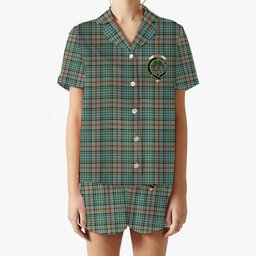 ScotsTee Shop Scottish Bisset Ancient Crest Women's Short Sleeve Short Set Tartan Pyjama Set