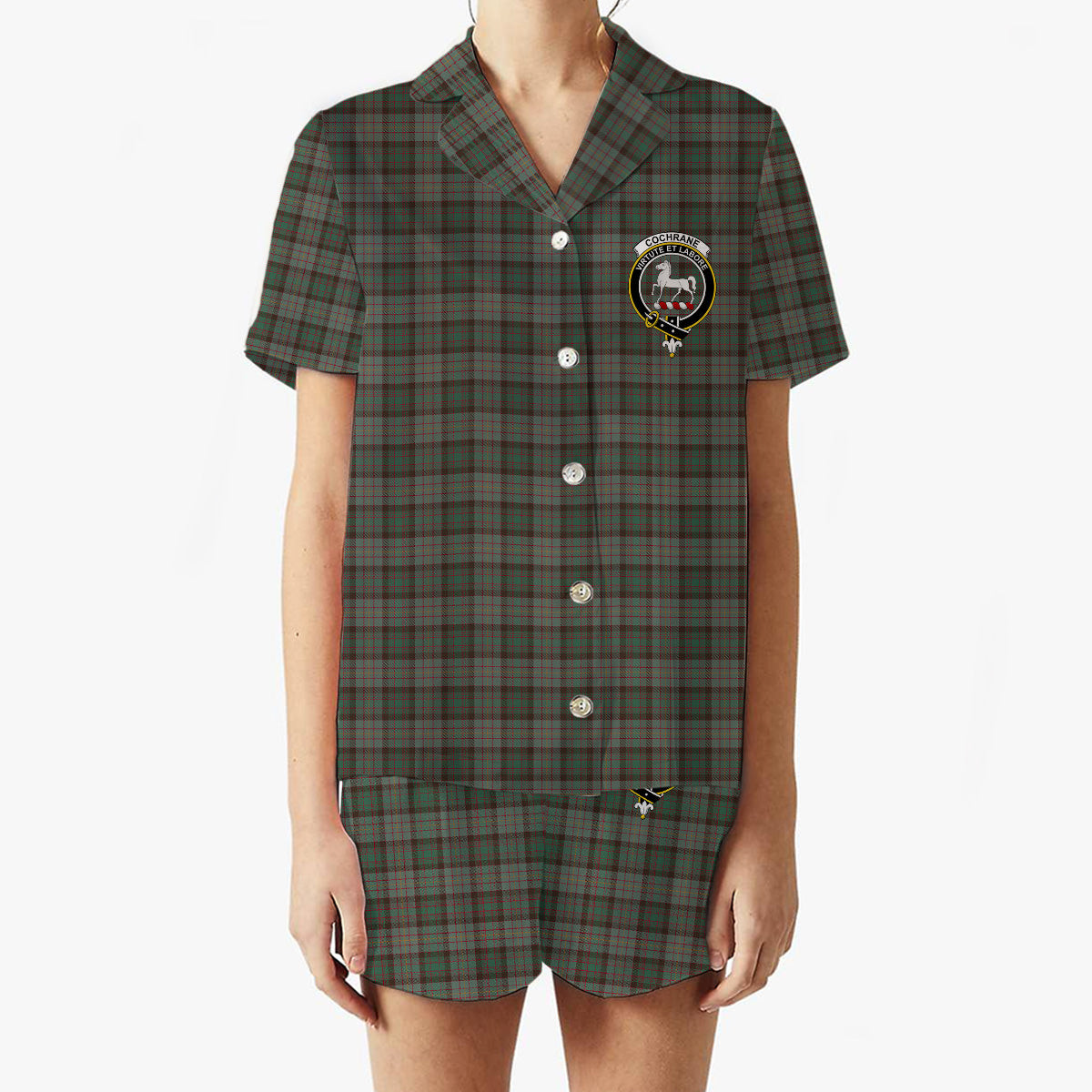 ScotsTee Shop Scottish Cochrane Hunting (1) Crest Women's Short Sleeve Short Set Tartan Pyjama Set