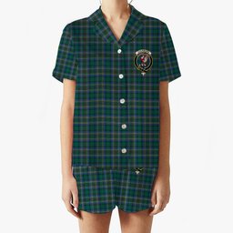 ScotsTee Shop Scottish Cockburn Modern Crest Women's Short Sleeve Short Set Tartan Pyjama Set