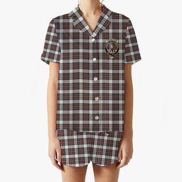 ScotsTee Shop Scottish Dennistoun Crest Women's Short Sleeve Short Set Tartan Pyjama Set