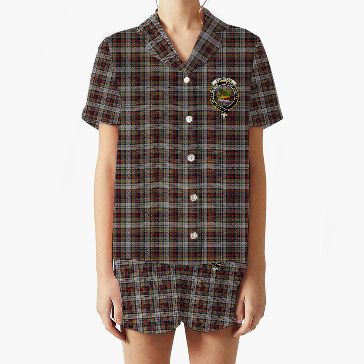 ScotsTee Shop Scottish Douglas Ancient Dress Crest Women's Short Sleeve Short Set Tartan Pyjama Set