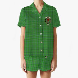 ScotsTee Shop Scottish Currie Crest Women's Short Sleeve Short Set Tartan Pyjama Set