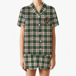 ScotsTee Shop Scottish Crawford Arisaid Dance Ancient Crest Women's Short Sleeve Short Set Tartan Pyjama Set