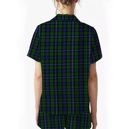 ScotsTee Shop Scottish Donnachaidh Robertson Crest Women's Short Sleeve Short Set Tartan Pyjama Set
