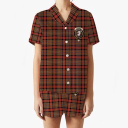 ScotsTee Shop Scottish Colville Ancient Crest Women's Short Sleeve Short Set Tartan Pyjama Set