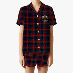 ScotsTee Shop Scottish Clarke Red Crest Women's Short Sleeve Short Set Tartan Pyjama Set
