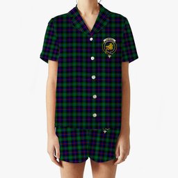 ScotsTee Shop Scottish Campbel of Cawdor Modern Crest Women's Short Sleeve Short Set Tartan Pyjama Set