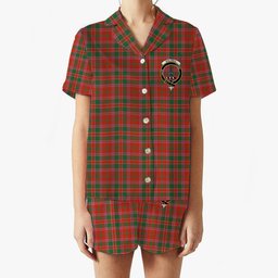 ScotsTee Shop Scottish Dalzell Ancient Crest Women's Short Sleeve Short Set Tartan Pyjama Set