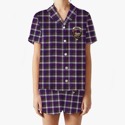 ScotsTee Shop Scottish Donald Dress Modern Crest Women's Short Sleeve Short Set Tartan Pyjama Set