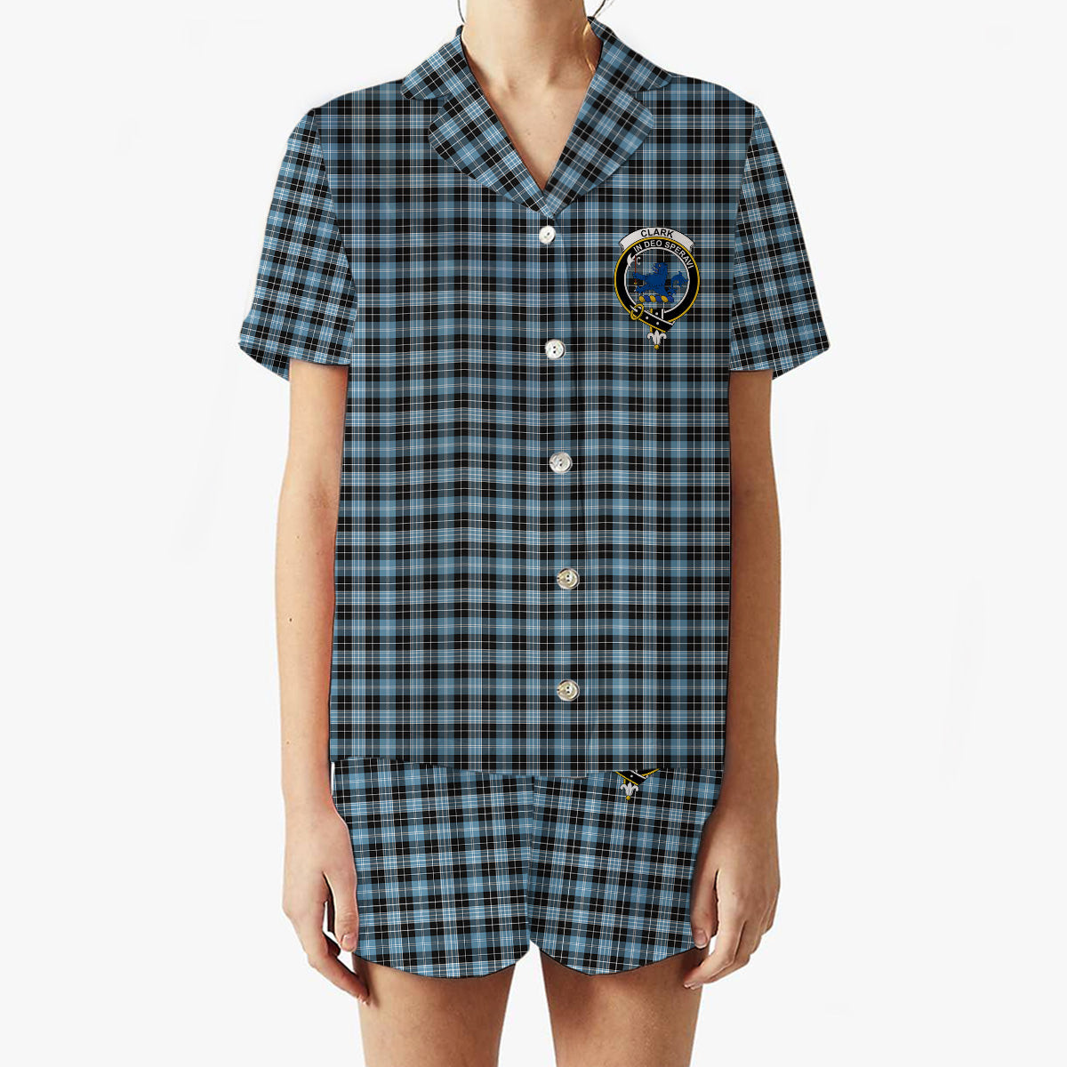 ScotsTee Shop Scottish Clark (Lion) Ancient Crest Women's Short Sleeve Short Set Tartan Pyjama Set
