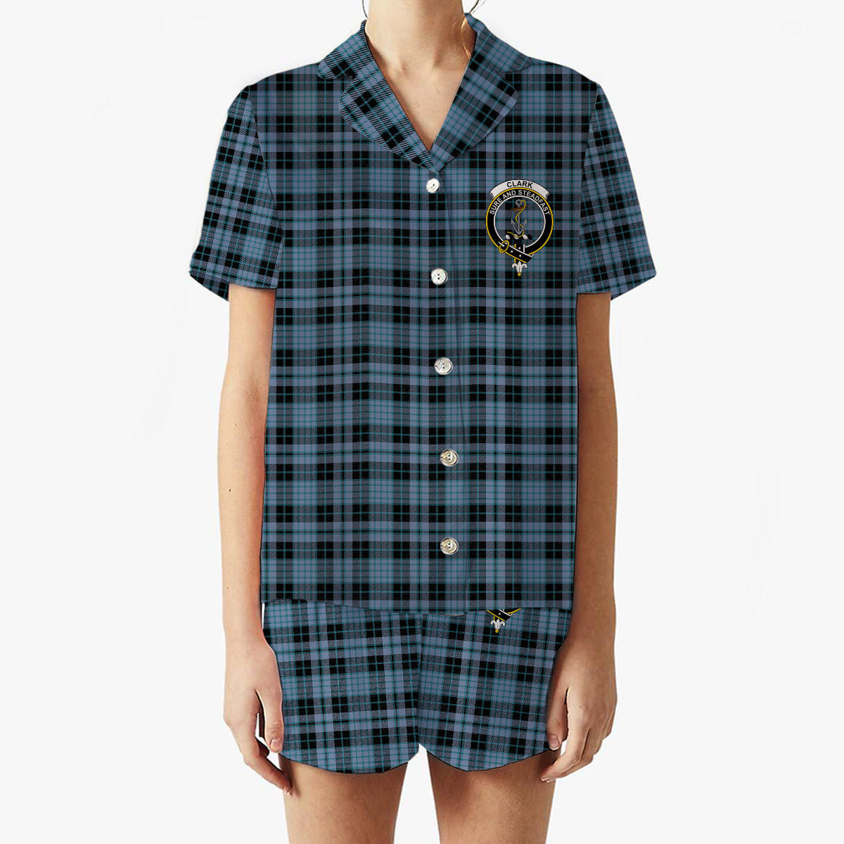 ScotsTee Shop Scottish Clark (Clergy) Ancient Clan Crest Women's Short Sleeve Short Set Tartan Pyjama Set