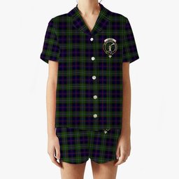 ScotsTee Shop Scottish Clark of Ulva Crest Women's Short Sleeve Short Set Tartan Pyjama Set