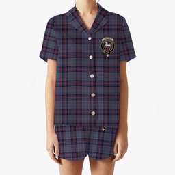 ScotsTee Shop Scottish Cochrane Azure Crest Women's Short Sleeve Short Set Tartan Pyjama Set