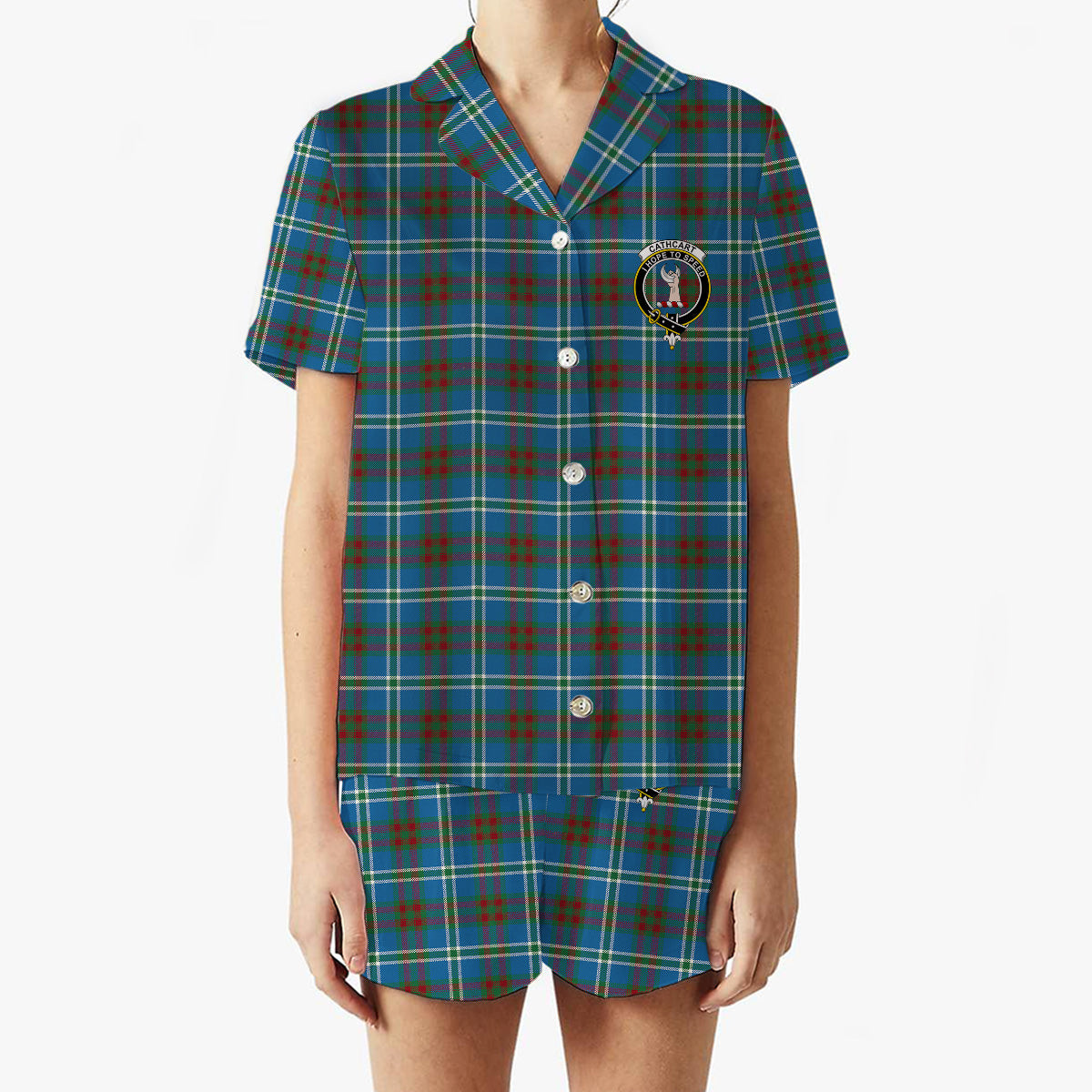 ScotsTee Shop Scottish Cathcart Ancient Crest Women's Short Sleeve Short Set Tartan Pyjama Set