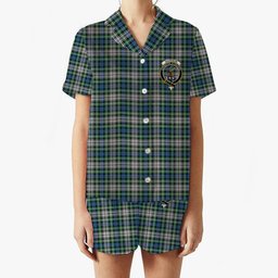 ScotsTee Shop Scottish Davidson of Tulloch Dress Ancient Crest Women's Short Sleeve Short Set Tartan Pyjama Set