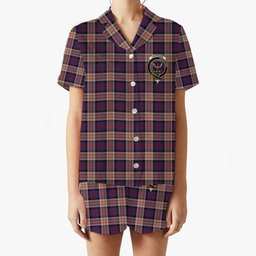 ScotsTee Shop Scottish Carnegie 2 Crest Women's Short Sleeve Short Set Tartan Pyjama Set