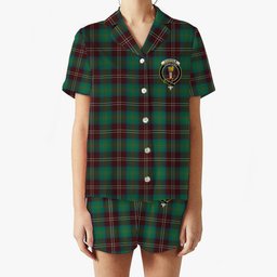 ScotsTee Shop Scottish Chisholm Hunting Ancient Crest Women's Short Sleeve Short Set Tartan Pyjama Set