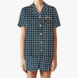 ScotsTee Shop Scottish Clarke Ancient Crest Women's Short Sleeve Short Set Tartan Pyjama Set