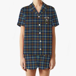 ScotsTee Shop Scottish Cathcart Modern Crest Women's Short Sleeve Short Set Tartan Pyjama Set