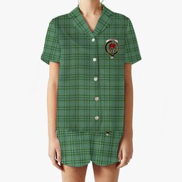 ScotsTee Shop Scottish Currie Modern Crest Women's Short Sleeve Short Set Tartan Pyjama Set