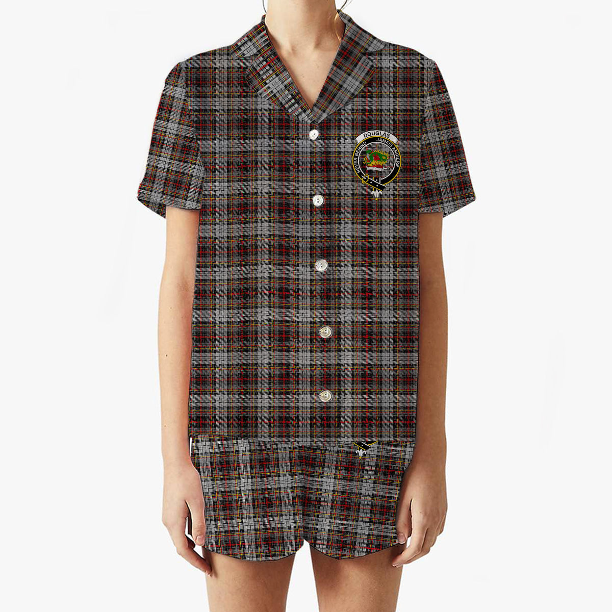 ScotsTee Shop Scottish Douglas Ancient Dress WCWM Crest Women's Short Sleeve Short Set Tartan Pyjama Set